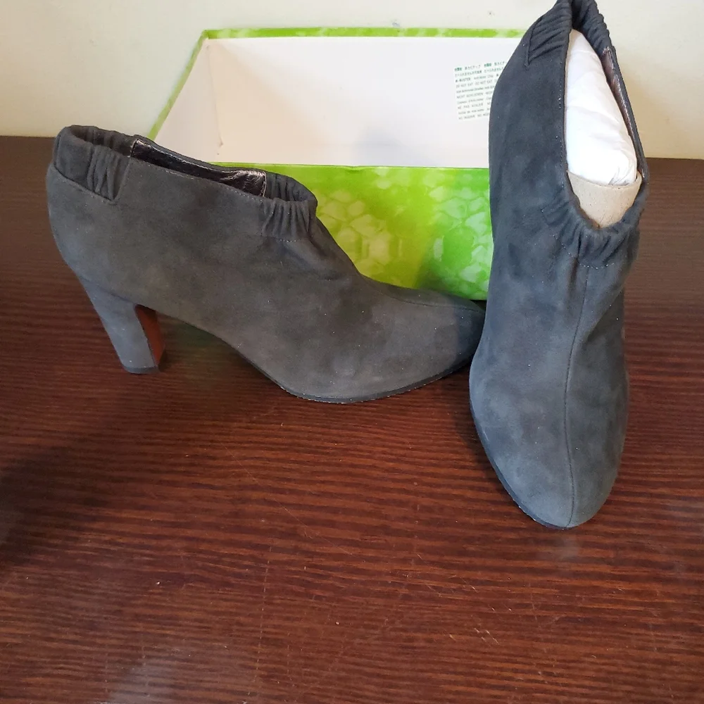 Womens Sam Edelman Grey Pewter Suede Bootie Heels, Simone sz 10 New in Box - Picture 1 of 16